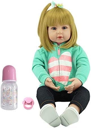 iCradle Lovely Reborn Baby Doll Girl 18 inch 45 cm Soft Body Vinyl Lifelike Baby Doll Realistic Newborn Dolls Handmade Toddler Toy for Ages 3