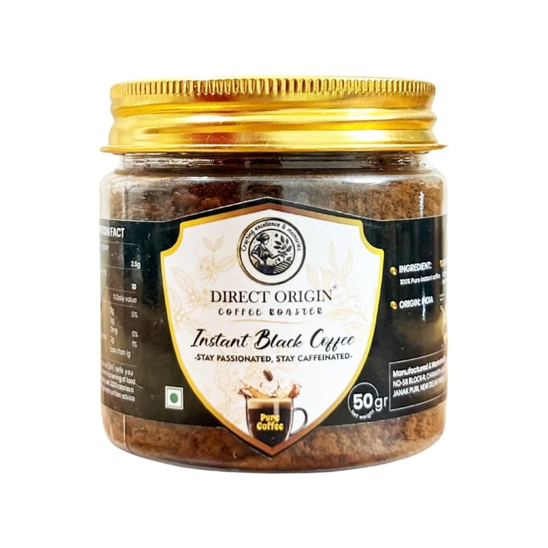 Pure Instant Black Coffee – 50GM Jar | Rich, Bold & Smooth | Classic Roast | Premium Instant Coffee for Quick & Easy Brewing