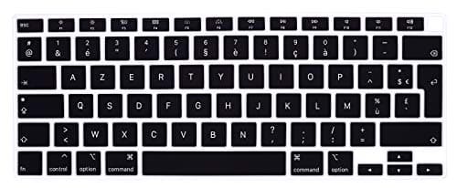 HRH Ultra Thin French Language AZERTY Silicone Keyboard Cover Skin for MacBook Air 13 Inch 2020 with Touch ID (MODLE A2179 and A2337 M1 Chip,UK/EU Layout) Keyboard Accessories Protector