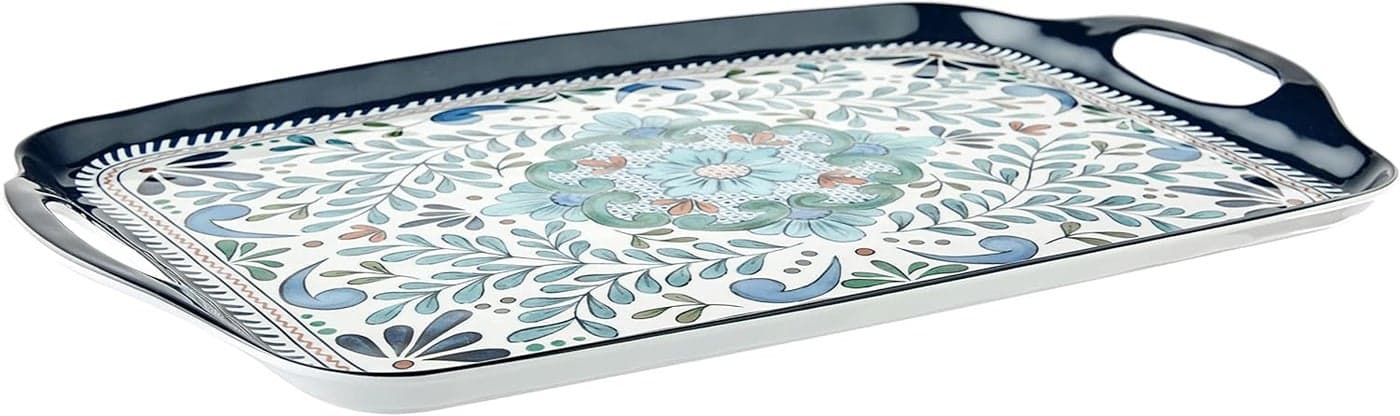 Certified International Talavera Melamine Rectangular Tray with Handles 19 x 12 1unit