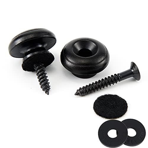 Miwayer Guitar Strap Locks Metal Strap Retainer System Straplock Guitar Strap Buttons with Strap Blocks for Acoustic Electric Guitar, Bass, Ukulele (Black 2 PCS)