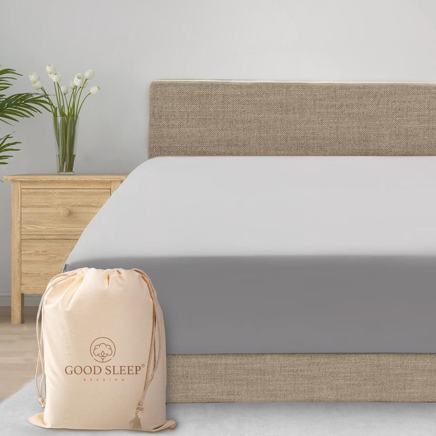 Good Sleep Bedding Queen Fitted Sheet 100 Egyptian Cotton 800 TC Soft Breathable Luxury Deep Pocket 16 Light Grey