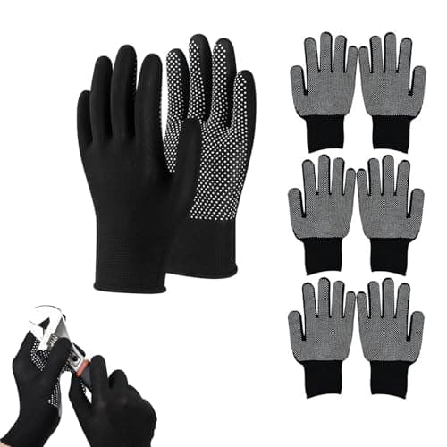 Proberos® 4 Pairs Nylon Work Gloves, Full Palm Anti-Slip Design Breathable Stretchy Working Riding Protective Outdoor Cotton, for Repairman, Cricket, Cycling, Fitness, Sport