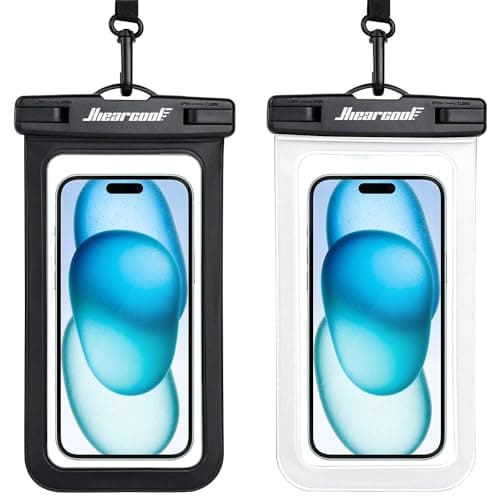 Hiearcool Universal Waterproof Phone Pouch,Underwater Dry Bag for iPhone 17 16 15 14 13 Pro Max XS Plus up to 8.3",IPX8 Cell Phone Case for Cruise Travel Essentials-Black&Clear-2Pack