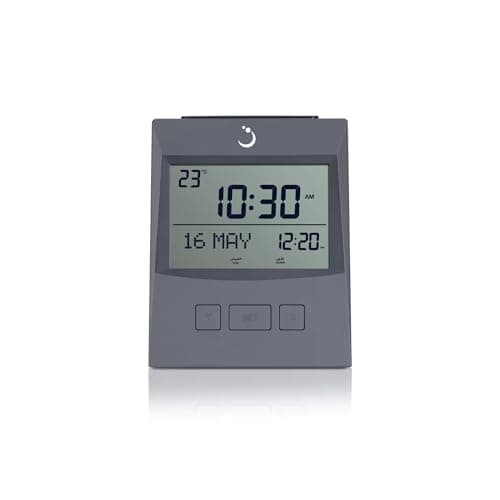 ALFAJR Azan Clock CS13 Table Clock Automatic Athan Prayer Alarm Grey