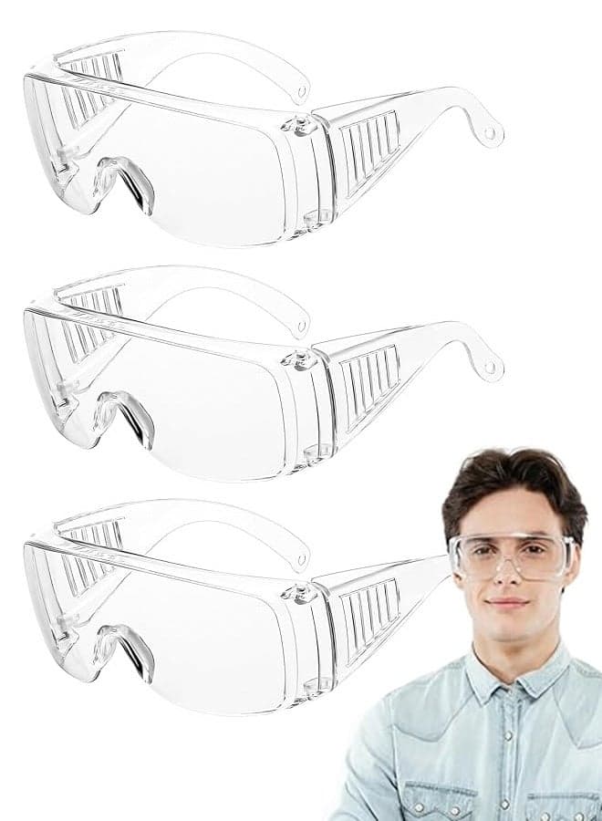 3 PCS Clear Safety Glasses, Lightweight Protective Eyewear For Men Women, Over Goggles Impact Scratch Resistant