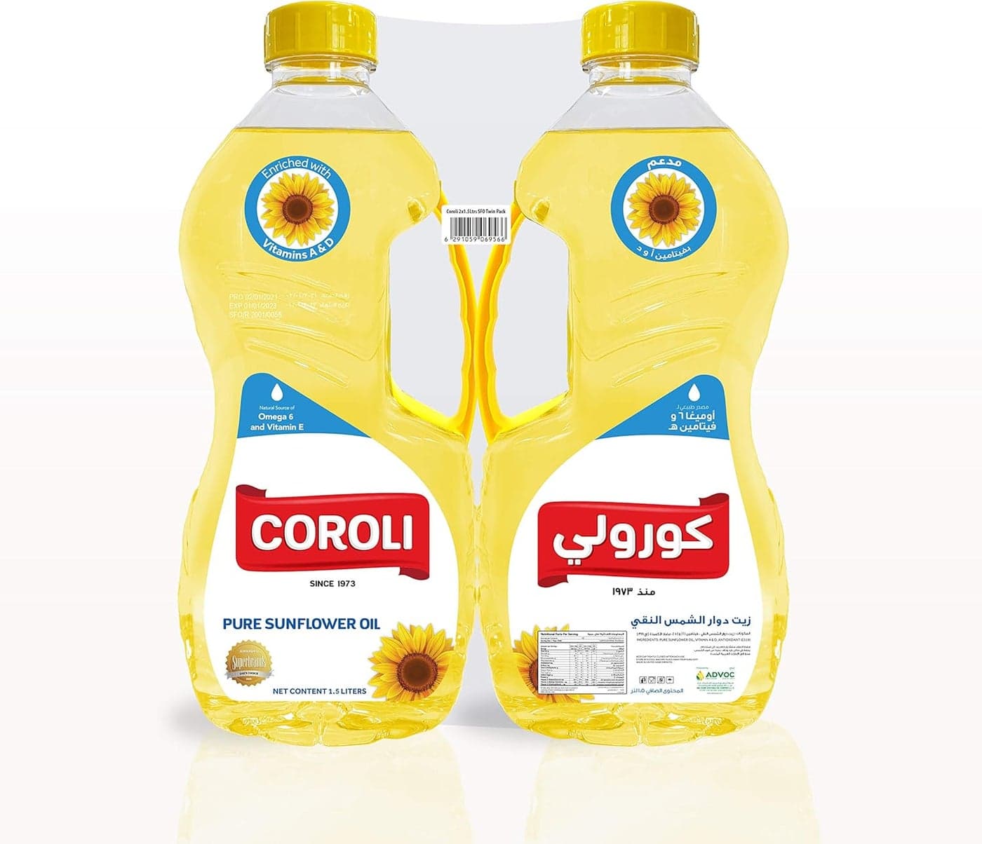 Coroli Pure Sunflower Oil - 2 x 1.5 Liters