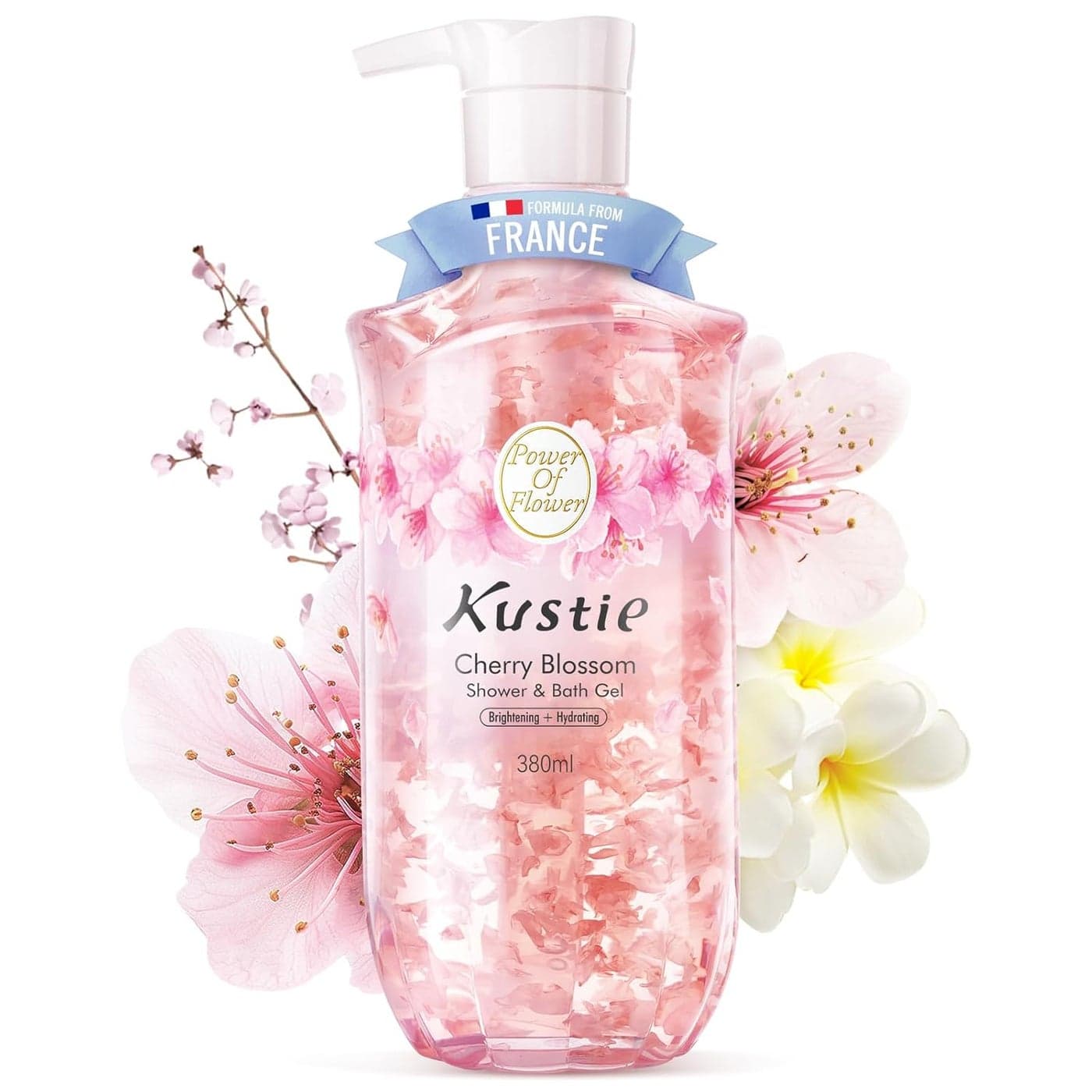 Kustie Cherry Blossom Body Wash with 380 Real Tokyo Sakura Petals Vegan SulfateFree AntioxidantRich PerfumeLevel Scent Niacinamide Hyaluronic Acid Squalane 128 Fl Oz