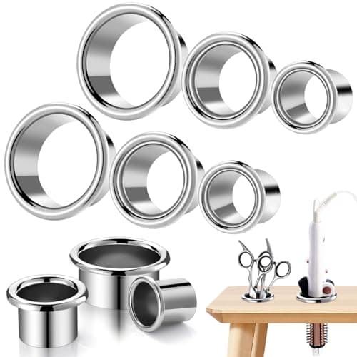 MorningRo 6 Pcs Hair Dryer Holder Insert Salon Hair Station Hot Iron Appliance Tube Stainless Steel Hair Tool Holder Tube and Comb Accessories Salon Station Organizer for Hairdresser Bathroom, 3 Sizes