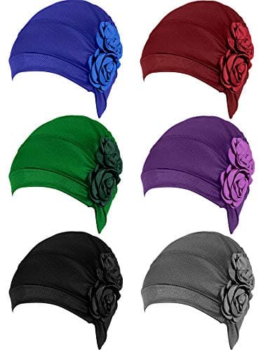6 Pieces Women Headwrap Turban Chemo Cancer Headwear African Headwrap Hair Pre-Tied Turbans Fashion Head Covering(Classic Colors)