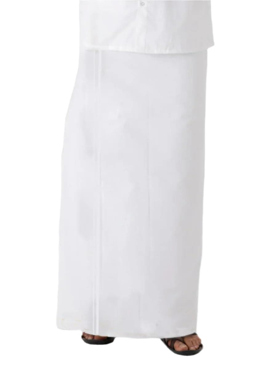 RAMRAJ COTTON Men Linen Cotton Single Layer White Dhoti with Small Border