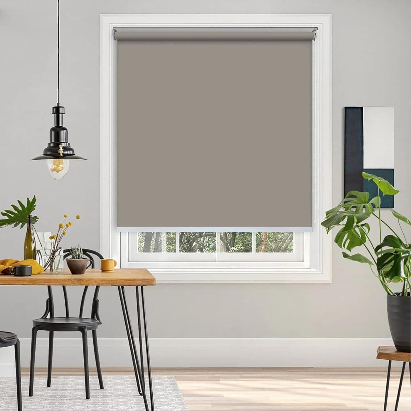 Colornest 100 Blackout Roller Blinds for Windows 64 Inch W X 36 Inch L RollUp Shades Sun UV Protection for Home Office Fossil Heavy Duty in 38 MM Pole