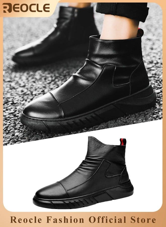 Men's Leather Boots High Top Workwear Chelsea Ankle Boots Formal Dress Boot Lightweight All-matching and Stylish Shoes