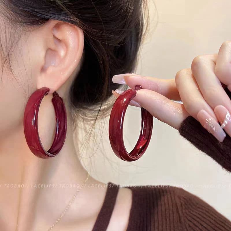 Korean Style Advanced Sense Big Ear Ring Earrings Popular Light Luxury Ear Buckle Women'S Exaggerated Ring Earrings 925