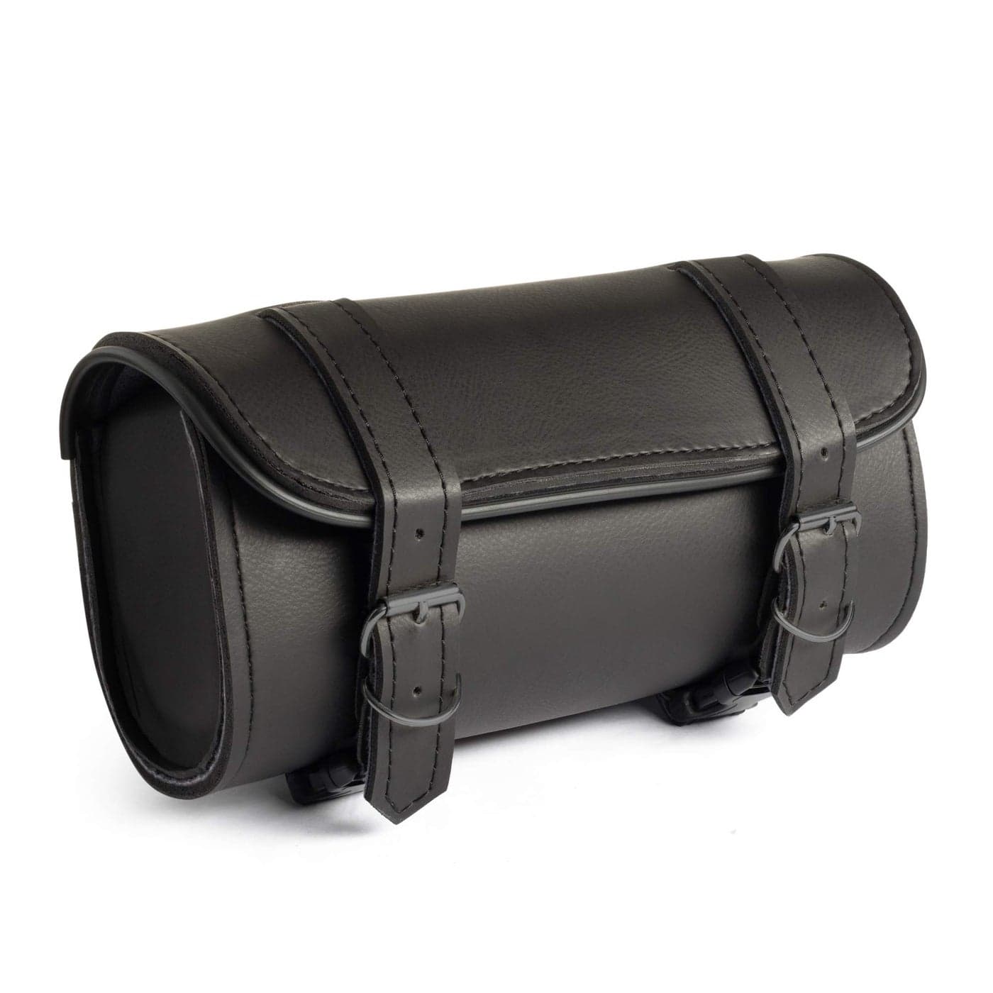 The Nekid Cow Motorcycle Storage Bag Premium Synthetic Black Plain PVC Leather 2 Strap Closer Tool Bag Pouch for Saddle Bag Sissy Bars Fork Handlebars or Windshield