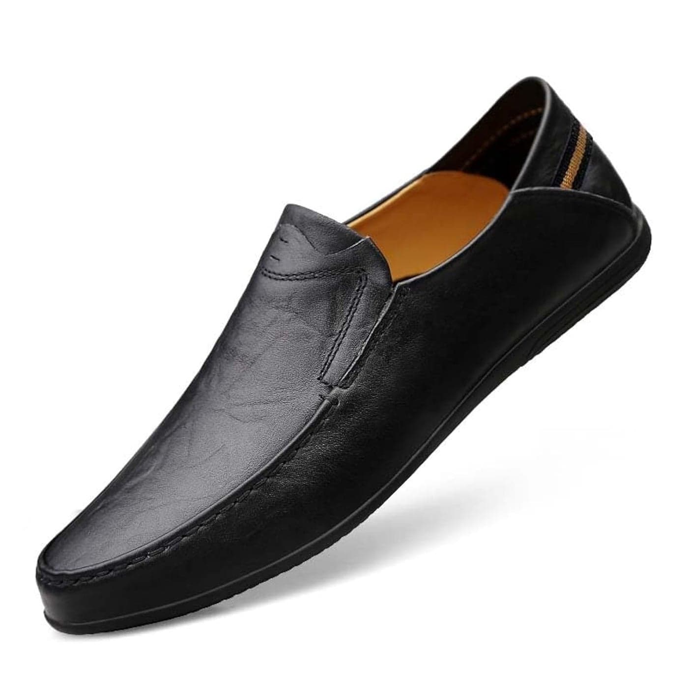 LUODENGLANG Loafer Premium Genuine Leather Mens Casual Shoes Slip On Mens Driving Penny Loafers for Men Lightweight Breathable Black 11 M46