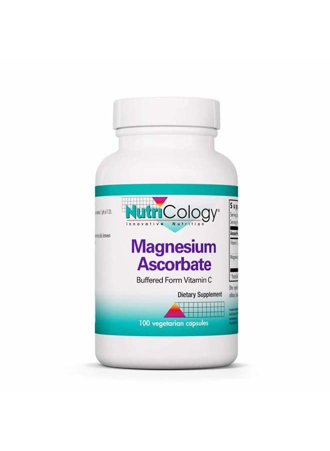 Magnesium Ascorbate Supplement - 1000mg Buffered Vitamin C, Immune Support, Magnesium Powder, Vegetarian Capsules - 100 Count