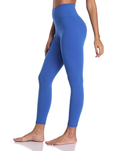 YUNOGA Women's High Waisted Workout Leggings 25" Inseam Ultra Soft Tummy Control Yoga Pants (L, Royal Blue)