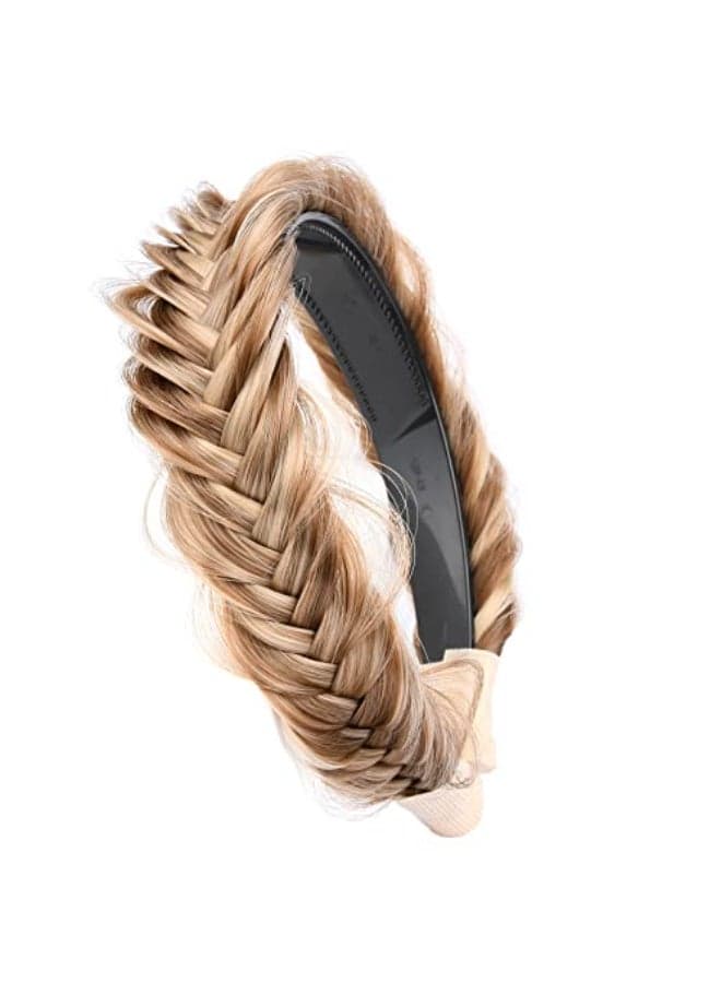 DIGUAN Headband Synthetic Hair Plaited Headband Braid With Teeth Hair Band Accessories for Women Girl Width 15 Inch WHighlighted