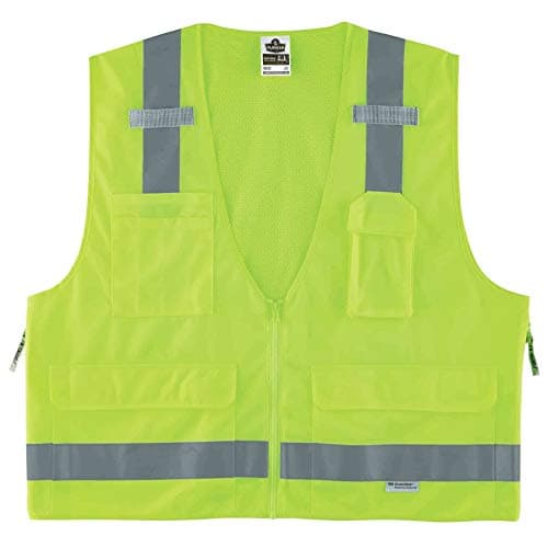 Ergodyne - 21425 GloWear 8250Z ANSI Lime Surveyors Reflective Safety Vest with Back Pocket, Large/X-Large