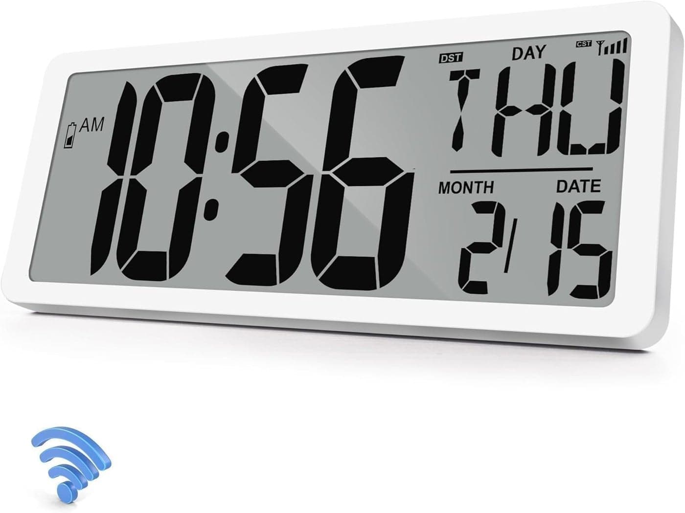 GEELION Atomic Clock 15 Digital Wall Clock Battery Operated Atomic Wall Clock Large Digital Alarm Clock with Day Date Temperature for Wall Bedroom Living Room Classroom Home Office