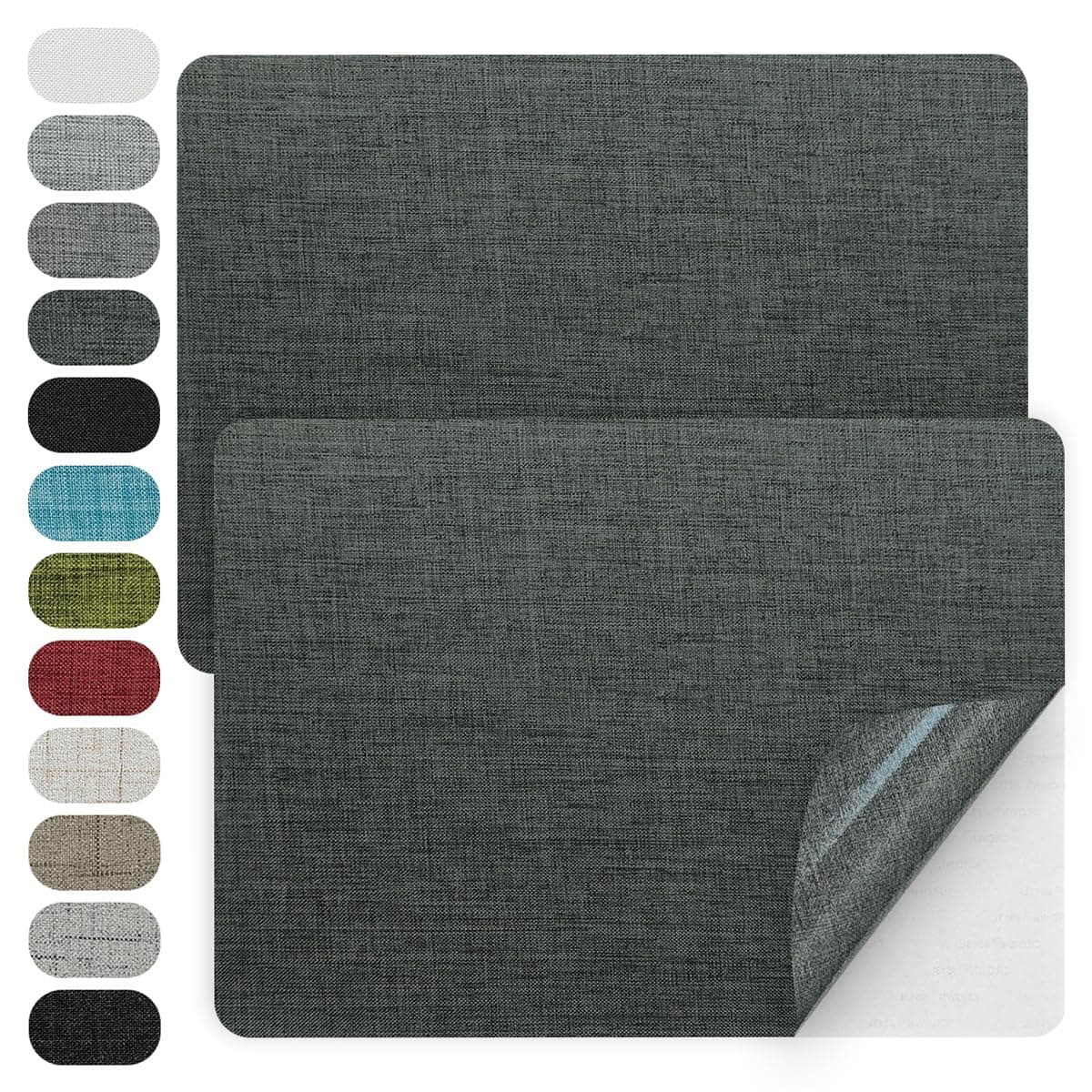 WILDREEDS 2 Pcs 8 x11 Inch Linen Repair Patches SelfAdhesive Fabric Patch for Sofas Couch FurnitureTote Bags Car Seats Dark Grey