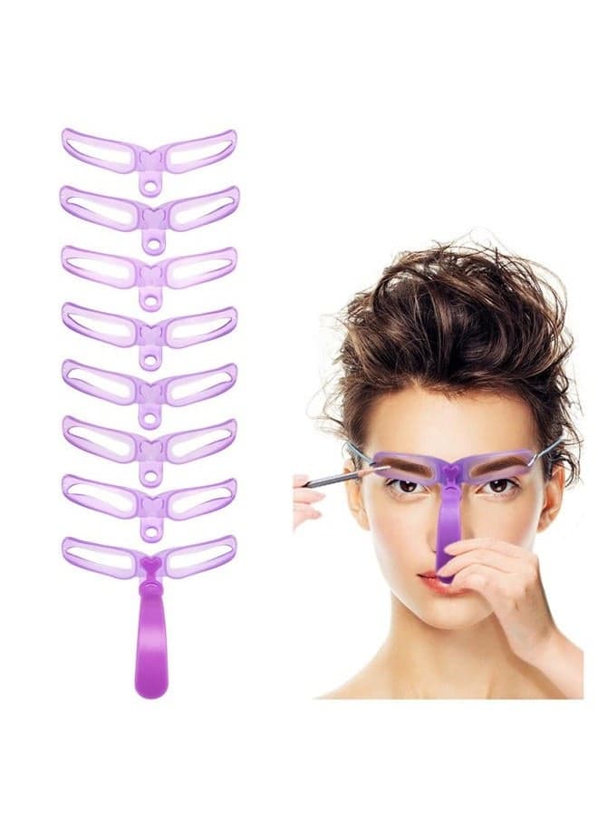 Eyebrow Stencils, Eyebrow Template, Eyebrow Shaping Kit,8 Styles Reusable Eyebrow Stencil with Handle and Strap, Washable