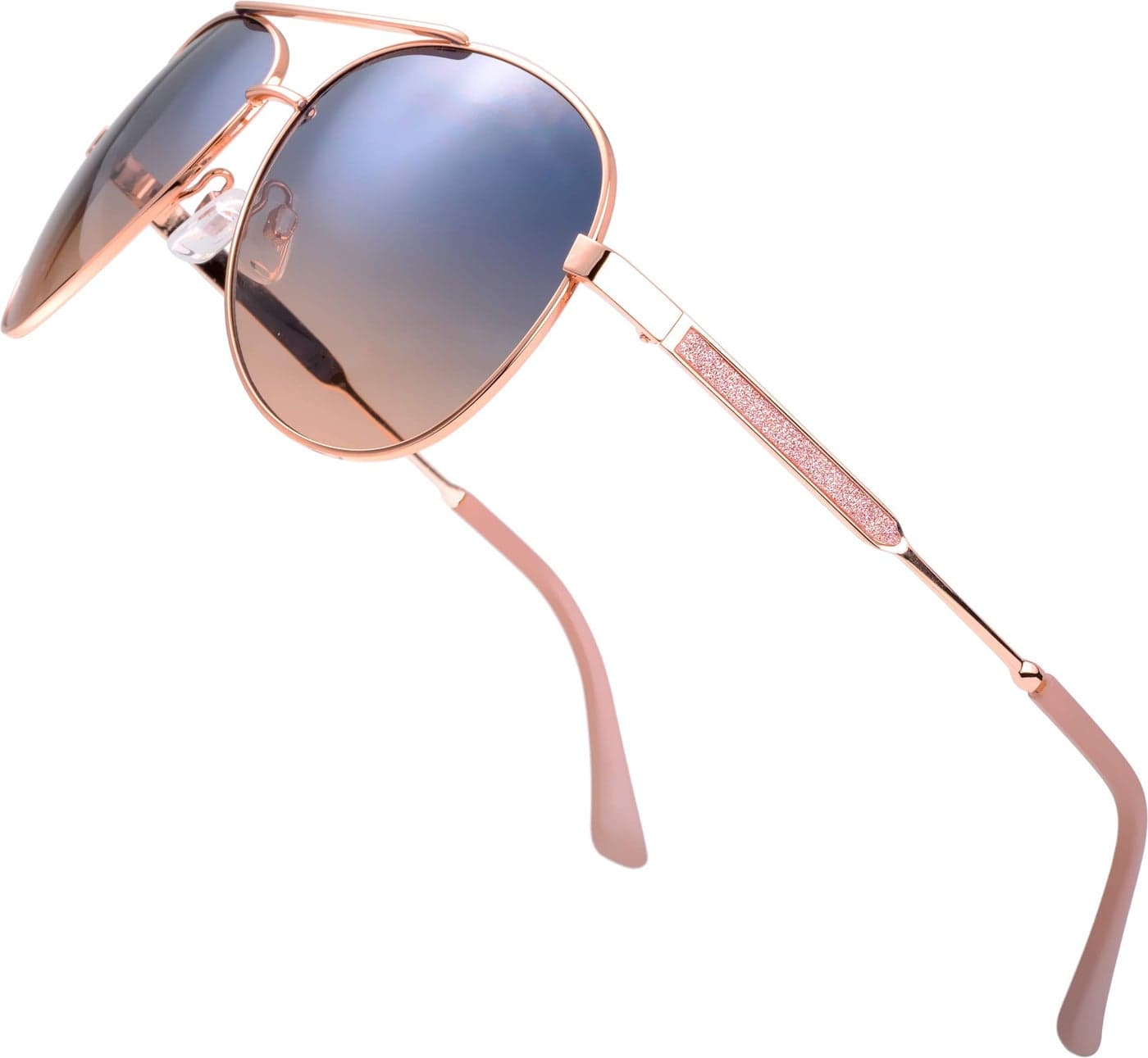 The Fresh Classic Crystal Elegant Women Beauty Design Sunglasses Gift Box (L164-Rose Gold, Blue/Coral)