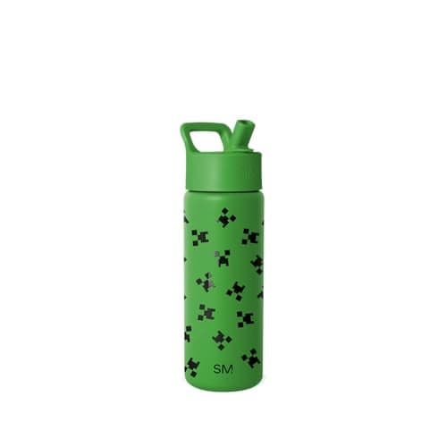 Simple Modern Minecraft Kids Water Bottle with Straw Lid | 18oz Insulated Stainless Steel Kids Tumbler & Spill Proof Toddler Cup for School, Girls, Boys | Summit | Minecraft Creeper
