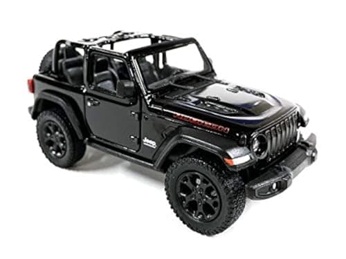 KiNSMART - Jeep Wrangler Rubicon Off Road 4x4 5 inch 1:34 Scale Die Cast Model Replica Toy Car (Black Opentop)