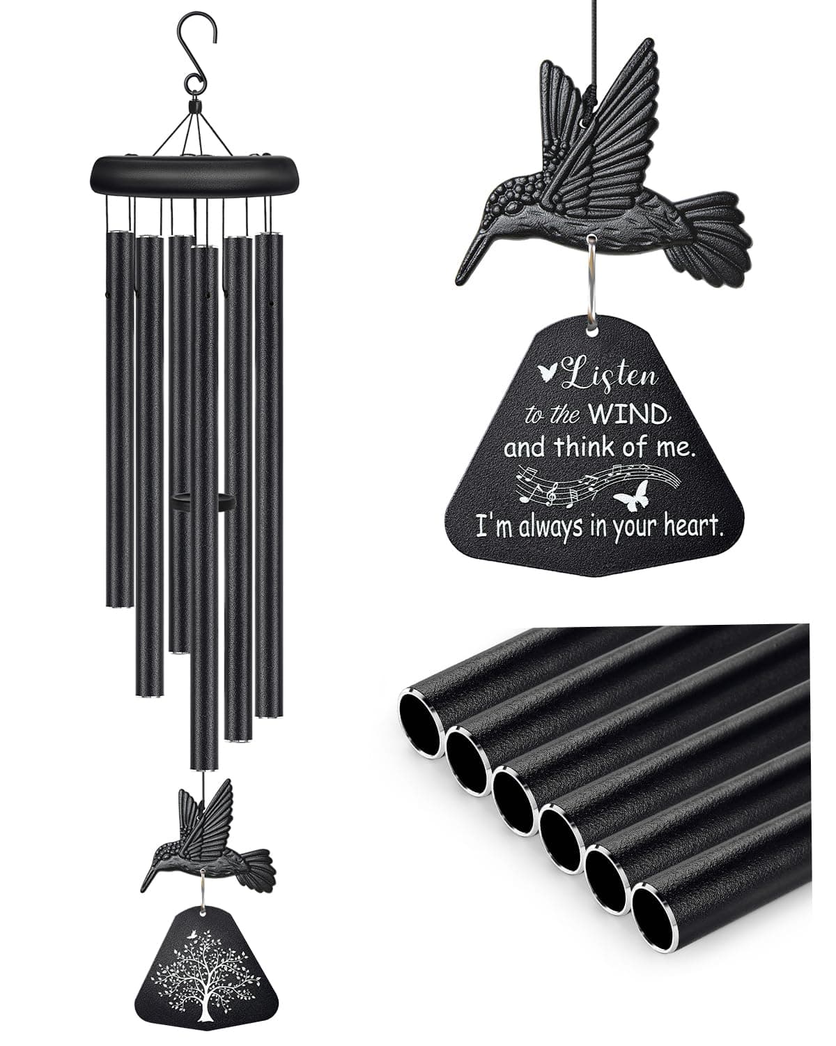 Sympathy Wind Chimes for Outside Deep Tone, Memorial Wind Chimes for Loss of Loved One Prime, Bereavement Condolence Remembrance Funeral Gifts for Grieving Friends Loss of Mother Father