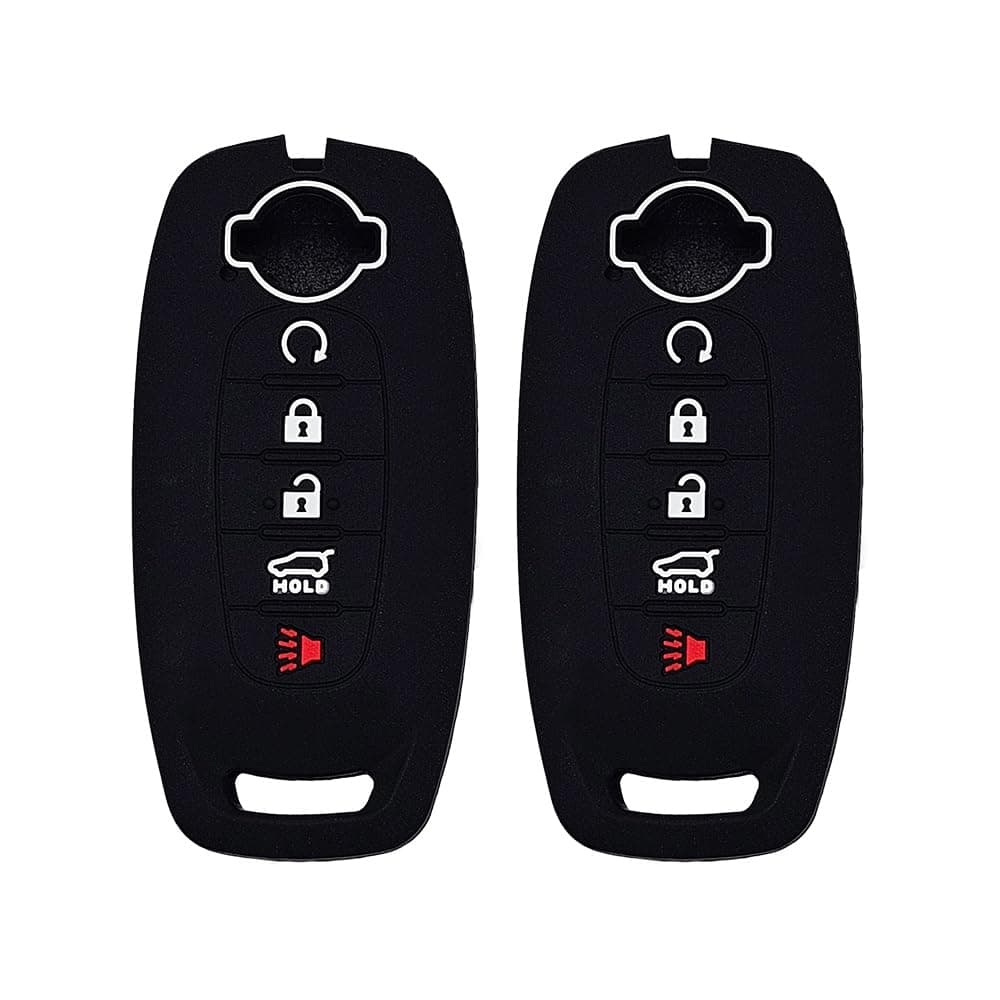Autobase Silicone Key Fob Cover for 2023 2024 2025 Nissan Rogue Pathfinder Sentra Rubber Remote Key Fob Protector Case with 5 Buttons Black 2 Pcs