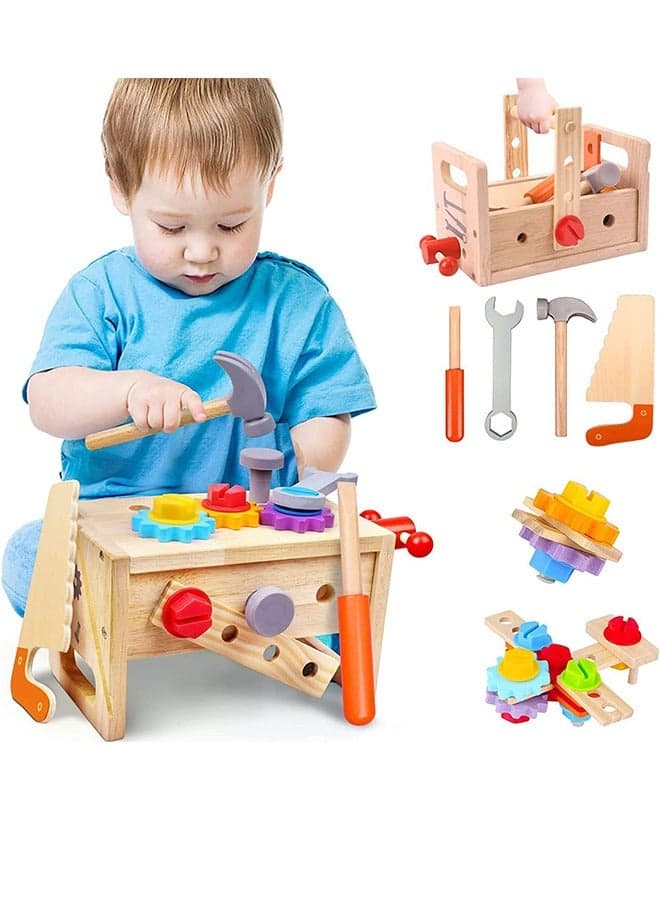 Wooden Tool Set for Kids 2 3 4 5 Year Old, 29Pcs Educational Toys Toddler Montessori Toys for 2 Year Old Construction Preschool Learning Activities Gifts for Boys Girls Age 1 2 3 4