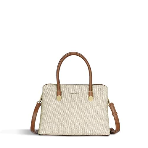 Carriall Ireen Women’s Vegan Leather Handbag | Stylish Casual/Semi-Formal handbag with detachable shoulder strap – Structured & Stylish Everyday Bag for women & girls for office, outings (Beige)
