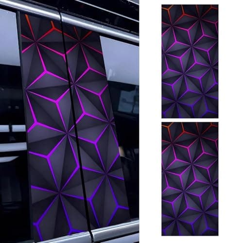 Dogary 2 PCS B Pillar Sticker Decal Personalized Hexagon Pattern Car Middle Pillar Sticker Vinyl Waterproof SelfAdhesive Decal Scratch Cover for Vehicle Exterior Glass Metal Multicolored
