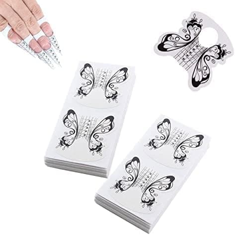 200 Pcs Nail Form Guide Acrylic Tip Extension Forms Black And White Color Sticker Rroll Manicure Tool for Acrylic Long Shape Nail Extension Bluider Forms