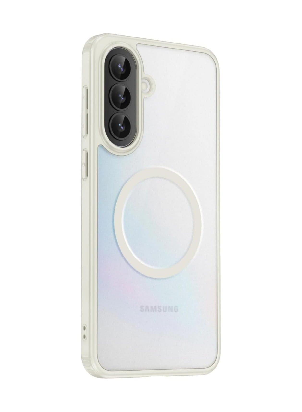 Magnetic Protective Case Compatible with Samsung Galaxy A37 5G Transparent Matte Frosted Semi-Translucent Airbag Design Drop-Proof Shock-Absorbing Bumper Soft TPU Edges with Hard PC Back Cover