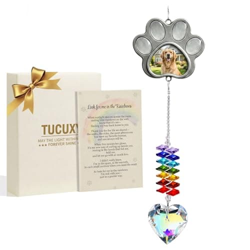 Dog Memorial Gifts Pet Memorial Crystal Suncatcher with Paw Shaped Photo Frame Pet Loss Personalized Loss of Dog Sympathy Gift Beautifully Packaged Dogs and Cats Remembrance Bereavement Gifts