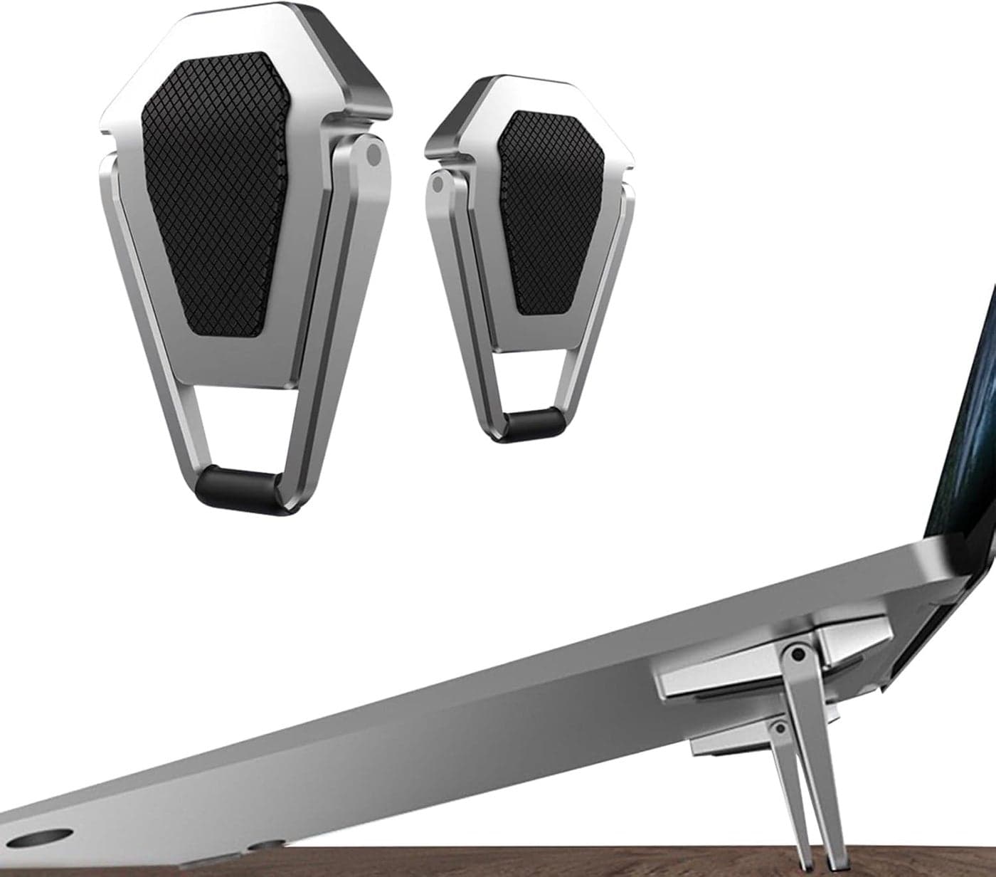 CERLINK Mini Laptop Stand for Desk Holder Computer Portable Foldable Adjustable Notebook Stands Aluminium Metal MacBook Stand Compatible with 10156 Inch Laptops iPadSilver Pack of 2