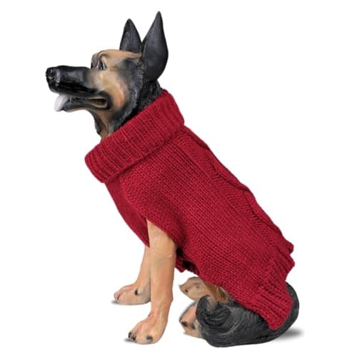 Lulala Dog Sweaters for Medium Dogs, Warm Dog Christmas Sweater, Winter Medium Dog Sweater Female Male, Classic Turtleneck Dog Knitwear for French Bulldog, Boston Terrier (Red, 12 Inch)