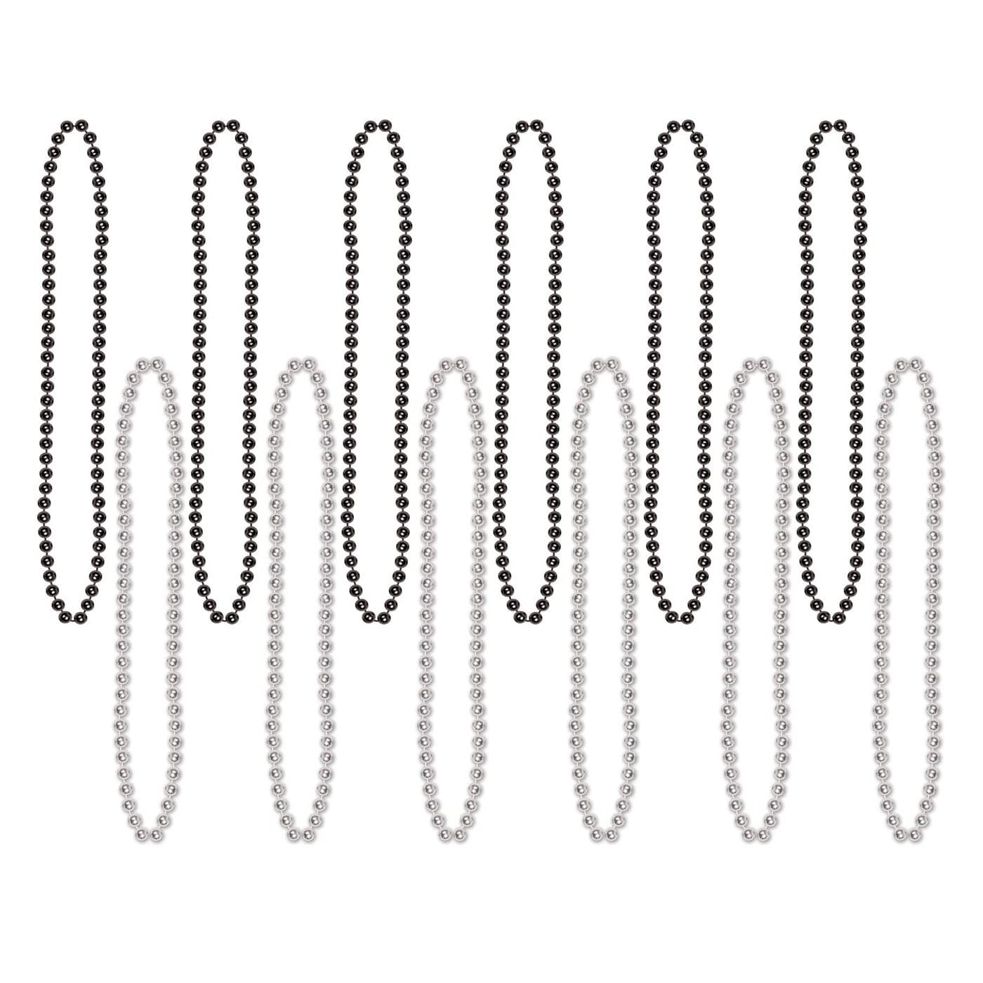 Black & Silver Party Beads - Small Round