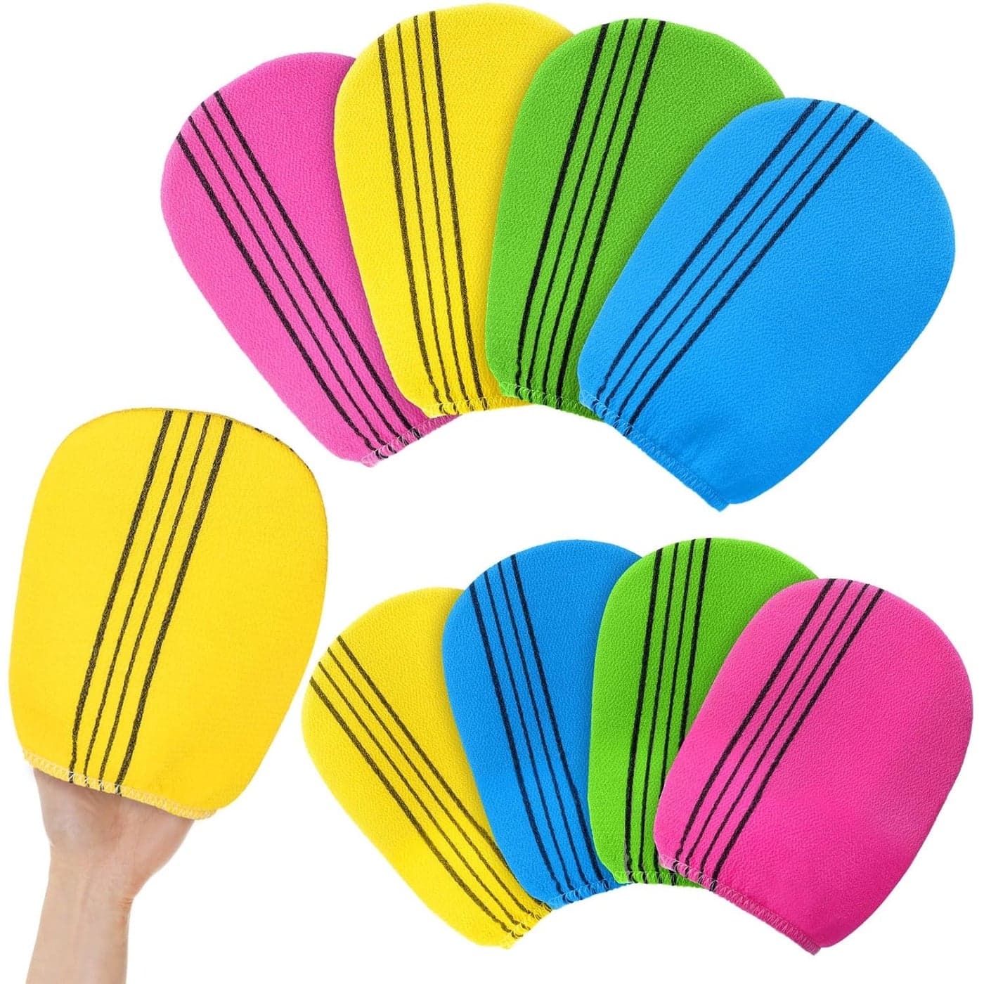 Tatuo 8 Pcs Korean Exfoliating Mitt Korean Scrub Mitt Asian Exfoliating Gloves 512 x 669 Inches Colorful Body Scrub Washcloth For Smooth Cleaning Skin Reducing Dirt And Grease