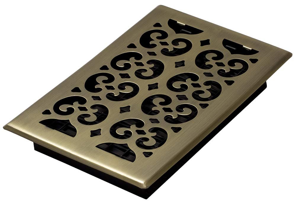 Decor Grates SPH610A Scroll Design Floor Register 6x10 Inches Antique Brass Finish