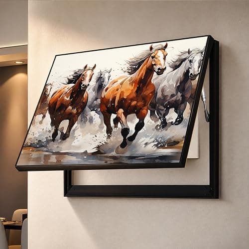 Electric MCB Box Cover Frame With Hydraulic Decorative Painting Running Horse Painting Electrical Panel box Cover, Switch Box Frame Will Fit Max 10x14 inch Switch Board, Outer Size 13X17 Inch