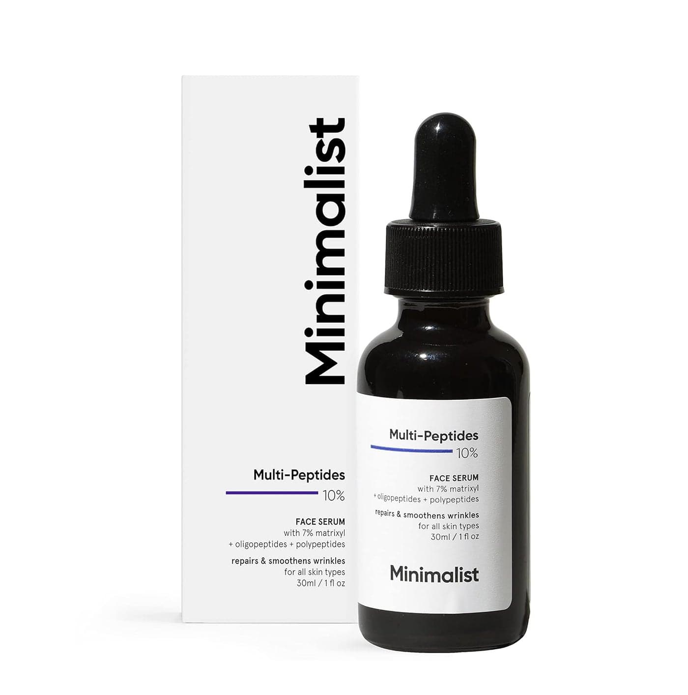 Minimalist Multi Peptide Night Face Serum for Ageless Younger Skin 30 ml Collagen Boosting Hydrating Overnight Repair Serum for Women Men with 7 Matrixyl 3000 3 BioPlacenta
