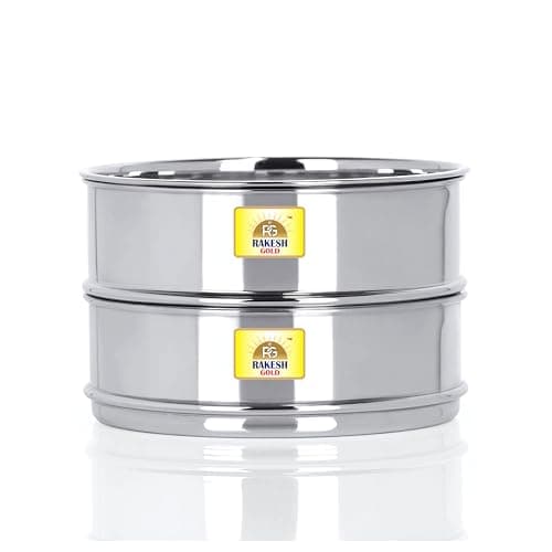 Rakesh Gold Stainless Steel Cooker Container/Cooker Separator | Stainless Steel, Stackable, Food Grade, Rust-Free, Easy to Clean (cooker separator, Suitable for 2 Liter Outer lid Cooker)