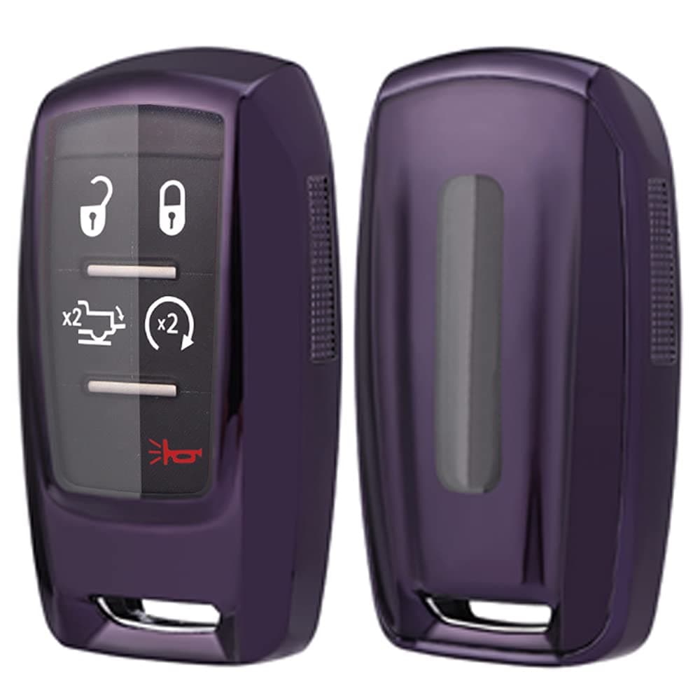 360 Degree TPU Protector Key Fob Cover Case fit for 2021 2020 2019 Dodge Ram 1500 2500 3500 Rubber Keyless Entry Key Fob OHT4882056 Purple