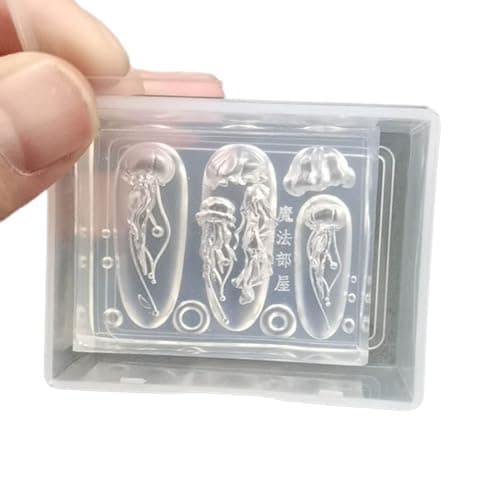 QIXIAMO Creative Jellyfish Nail Art Moulds Silicone Dropper Mold Nail Decoration Molds Unique Manicures Moulds Silicone Clear