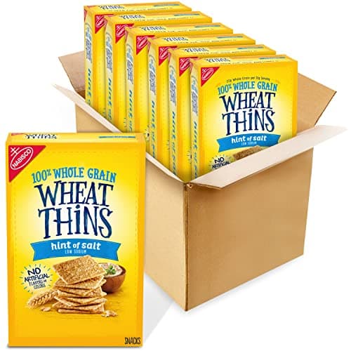 Wheat Thins Hint of Salt Low Sodium Snacks, Whole Grain Wheat Crackers, Bulk Snack Crackers, 6 - 8.5 oz Boxes