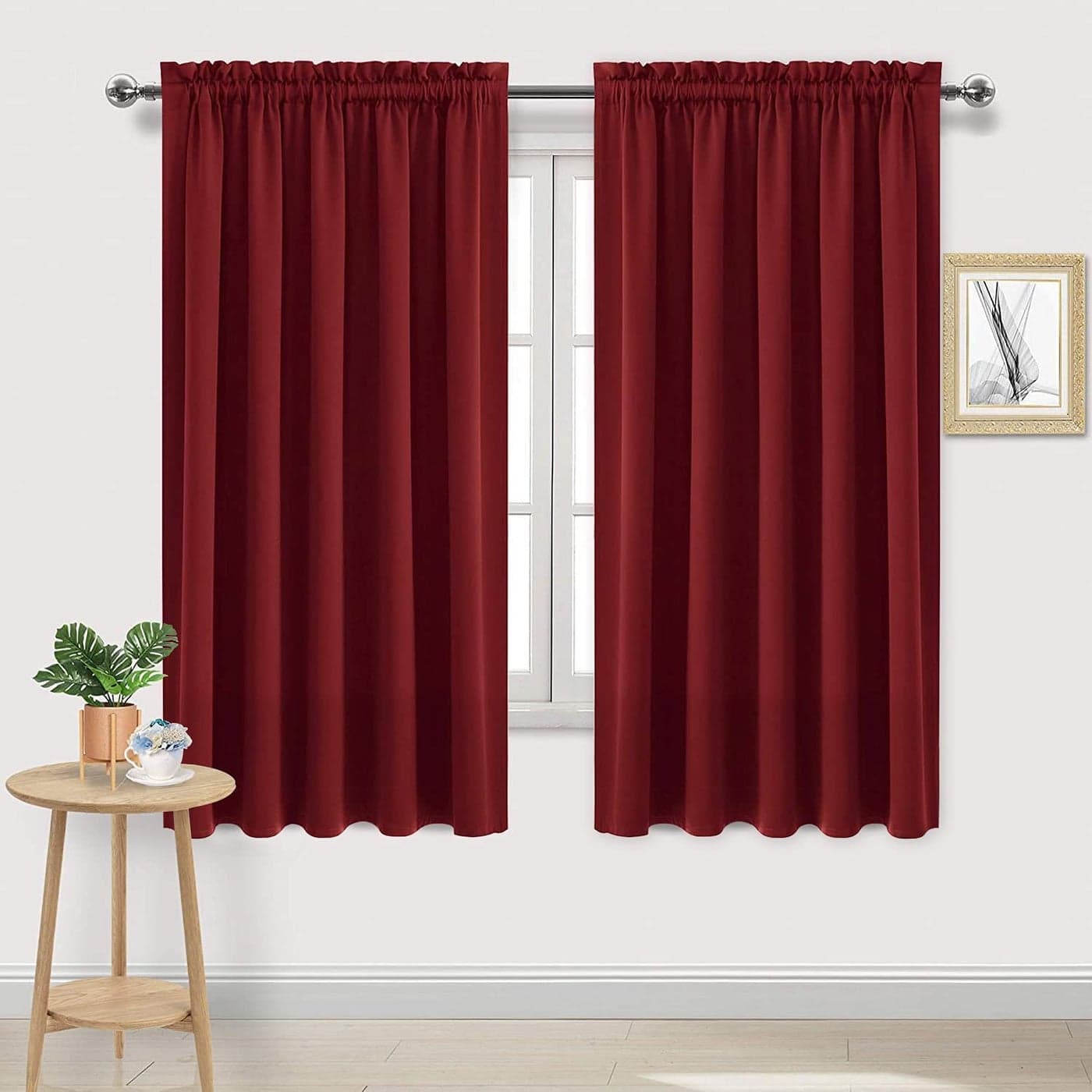 DWCN Burgundy Room Darkening Blackout Curtains Thermal Insulated Privacy Energy Saving Window Curtain Drapes 42 x 63 inch Length Set of 2 Bedroom Living Room Curtains